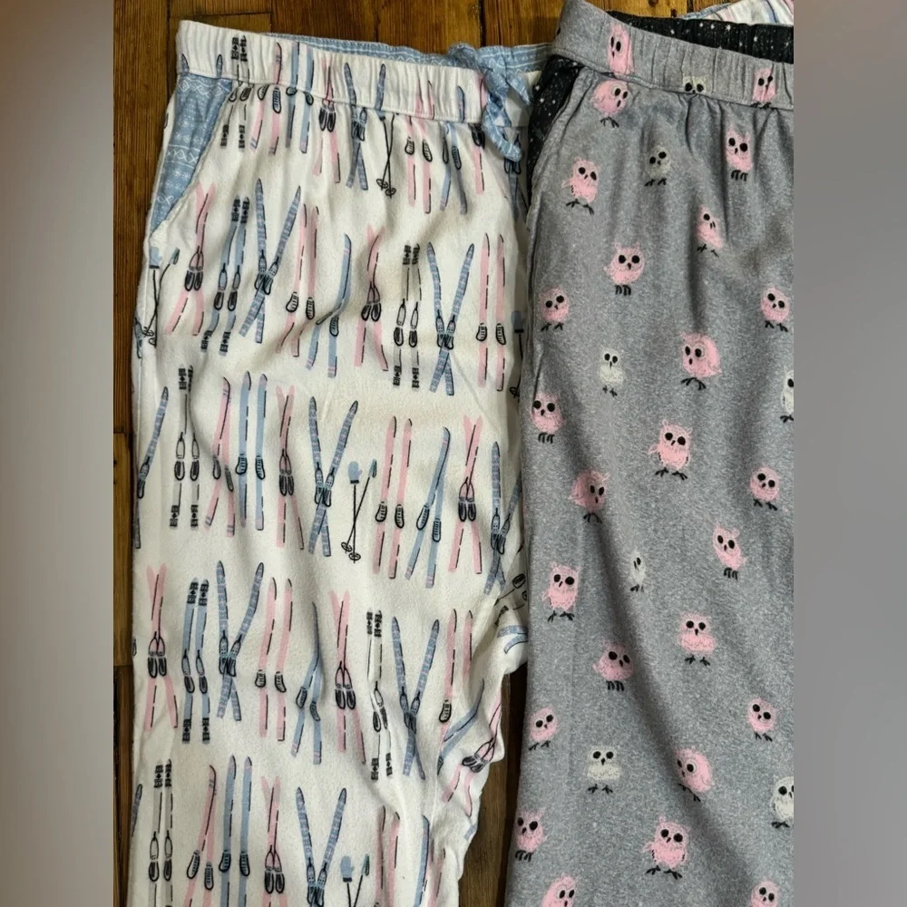 Munki Munki Women’s Flannel Pajama Pants Bundle Owls and Skis Size XXL